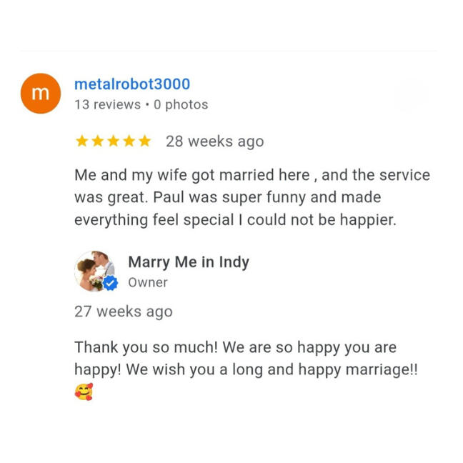 Victoria's Small Wedding Review Marry Me In Indy Reviews